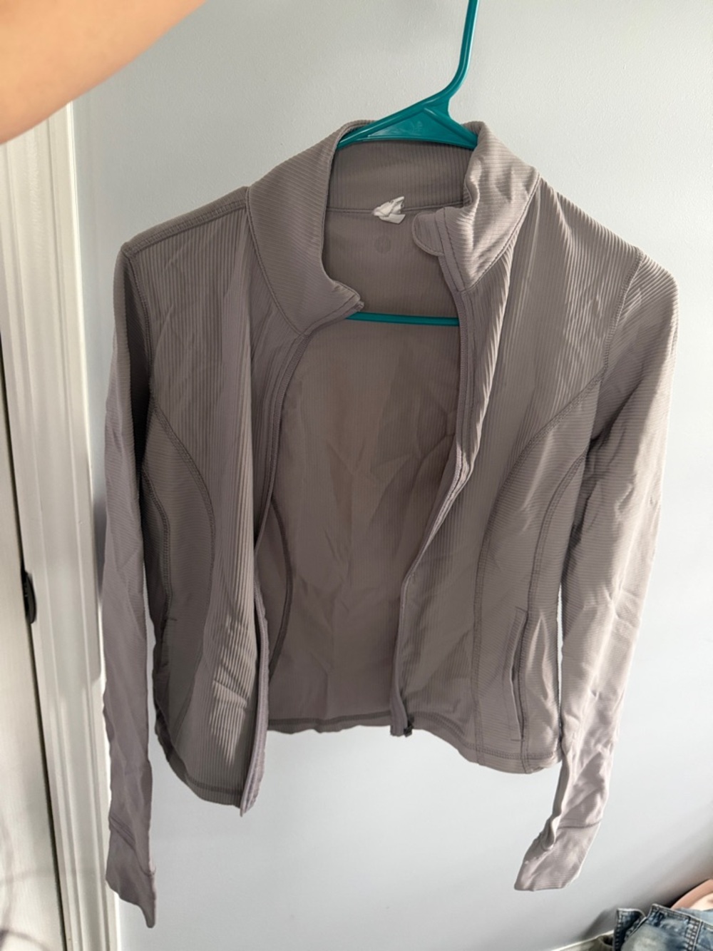 T.J.Maxx Light Gray Ribbed Zip-Front Jacket